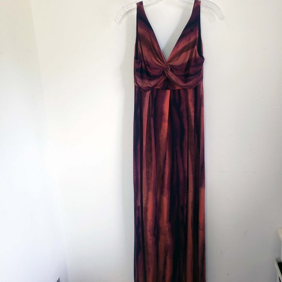 Ronnie Nicole Size 6 Caribbean Sunset Wide Strap Sleeveless Wrap Maxi Dress - Picture 2 of 14